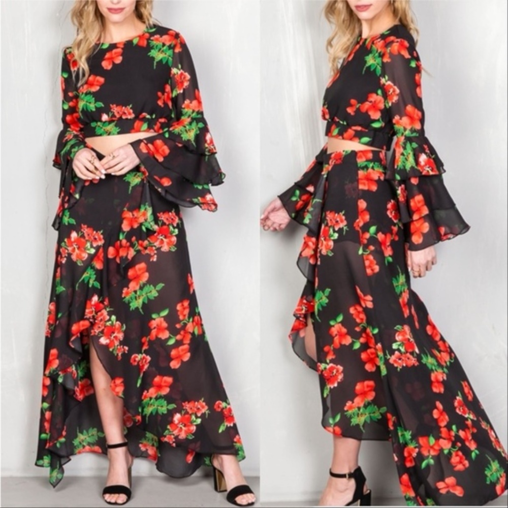 ROMANCE CHIFFON FLORAL 2- PIECE …